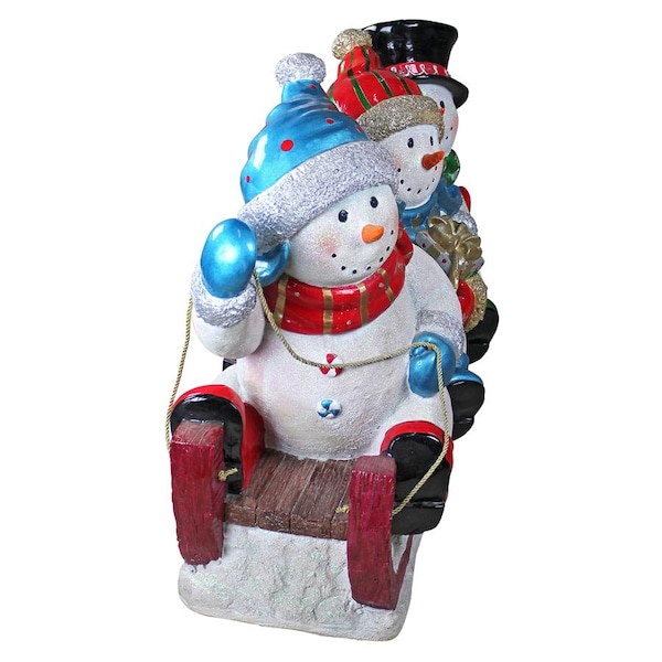 Design Toscano Downhill to the Holidays Illuminated Snowman and Sled Statue - DB477040