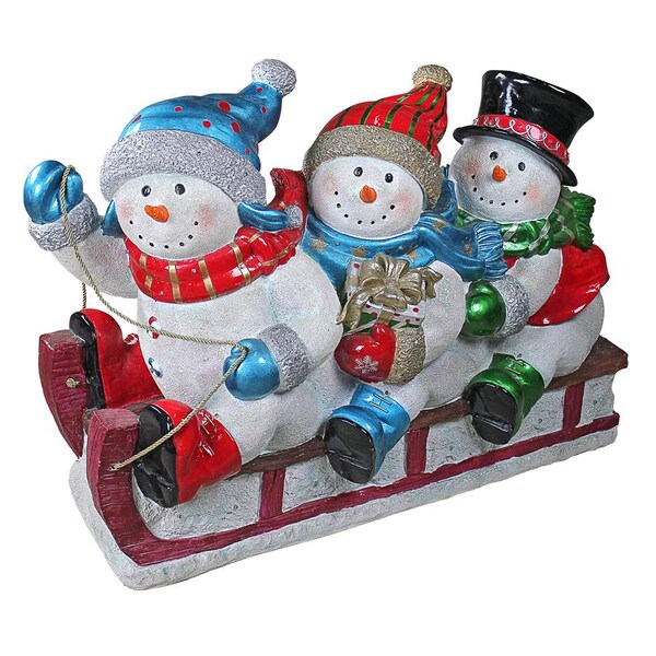 Design Toscano Downhill to the Holidays Illuminated Snowman and Sled Statue - DB477040