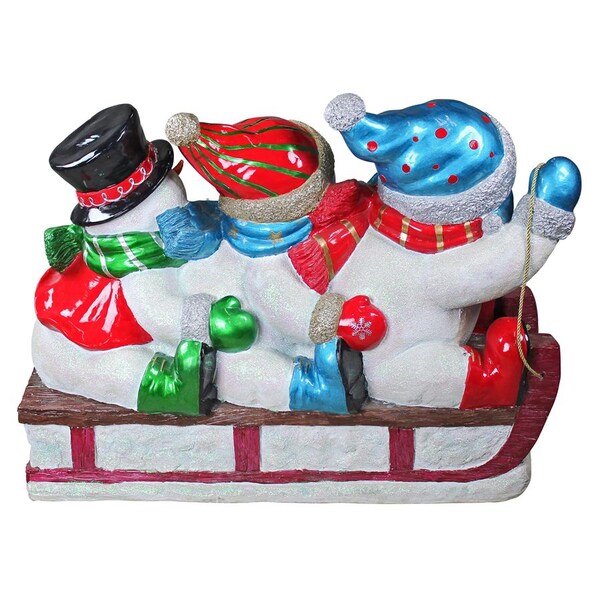 Design Toscano Downhill to the Holidays Illuminated Snowman and Sled Statue - DB477040