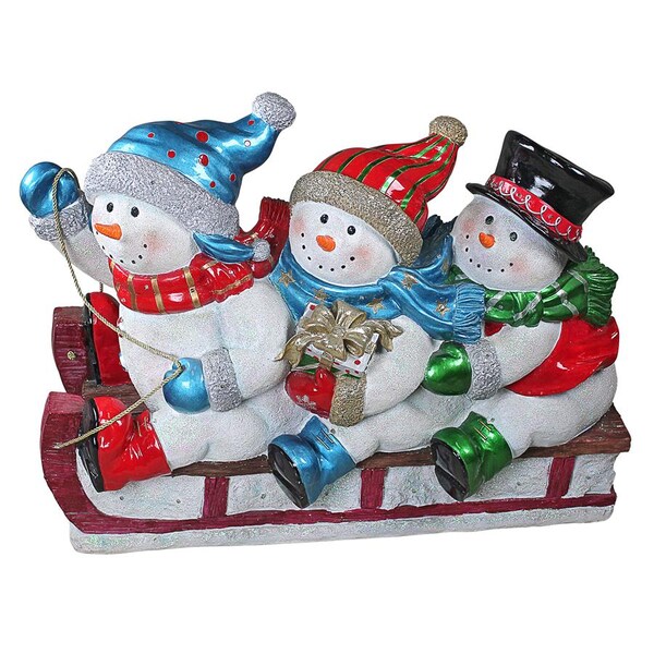 Design Toscano Downhill to the Holidays Illuminated Snowman and Sled Statue - DB477040