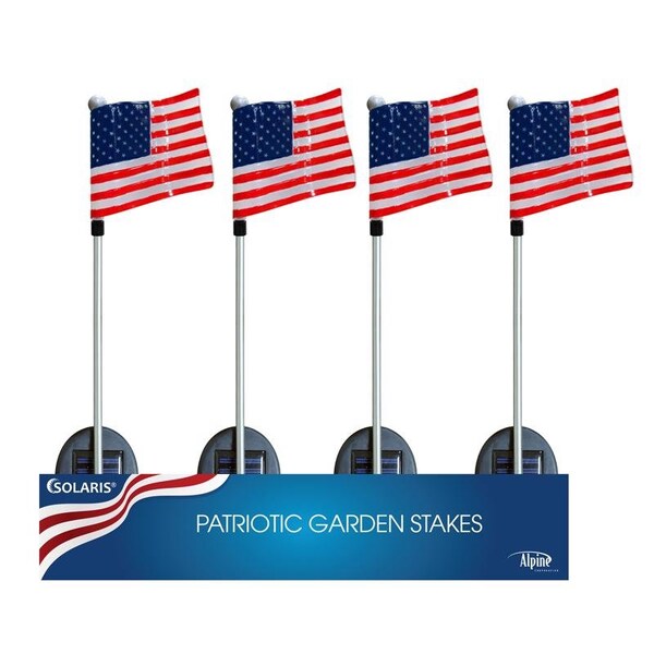 Alpine Alpine Solaris Multicolored Acrylic/Metal 34 in. H USA Flag Outdoor Garden Stake - SLC192ABB