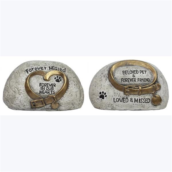 Youngs Cement Pet Collar Memorial Garden Stone, 2 Assortment - 73304