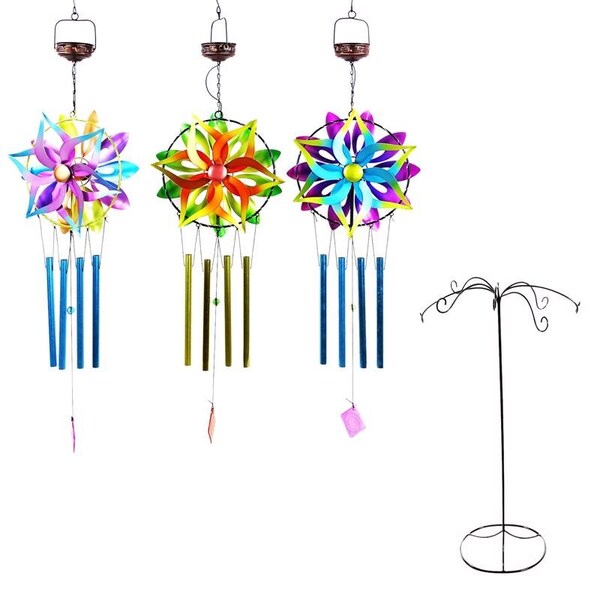 Alpine Alpine Assorted Metal 35 in. Solar Kinetic Spinner Wind Chime - LJJ1968A