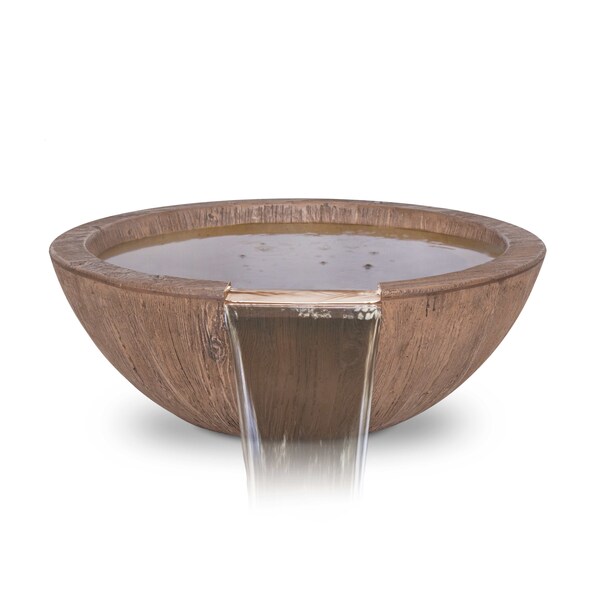 The Outdoor Plus 27 Round Sedona Water Bowl - Wood Grain GFRC Concrete - Oak - - OPT-27RWGWO-OAK