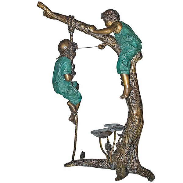 Design Toscano Frolicking Fisherman Two Boys on a Tree Cast Bronze Garden Statue - PN6715