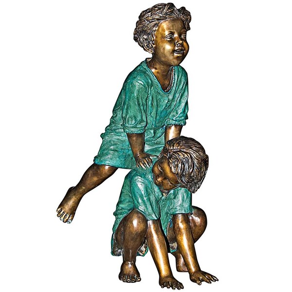 Design Toscano Leap Froggin  Playing Boys Cast Bronze Garden Statue - PN6605