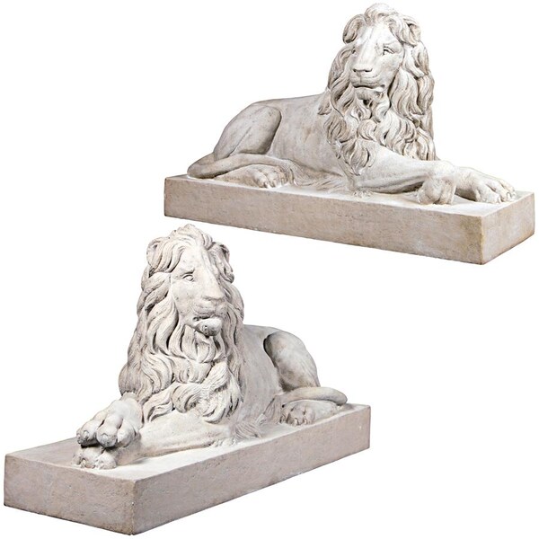 Design Toscano Castle Courtyard Lion Sentinel Statues: Set of Two - NE9160275