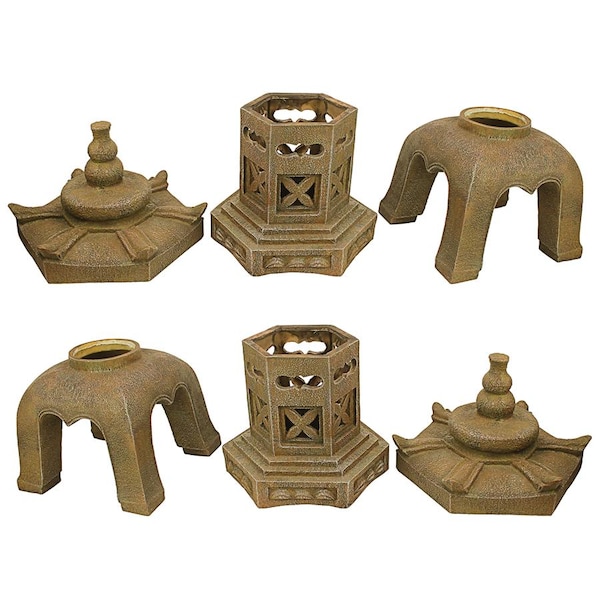 Design Toscano Sacred Pagoda Lantern Illuminated Statues: Set of Two - SS98577