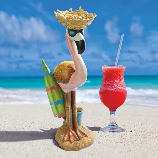 Design Toscano Luau Larry the Flamingo Pink Flamingo Garden Statue - HF616576