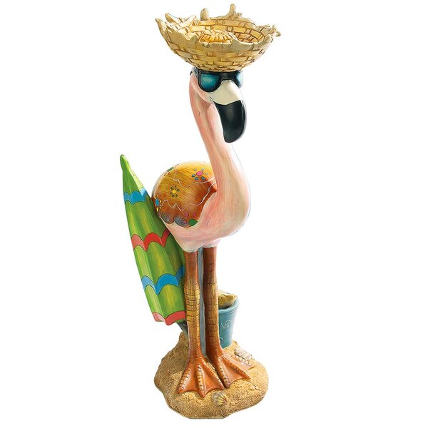 Design Toscano Luau Larry the Flamingo Pink Flamingo Garden Statue - HF616576