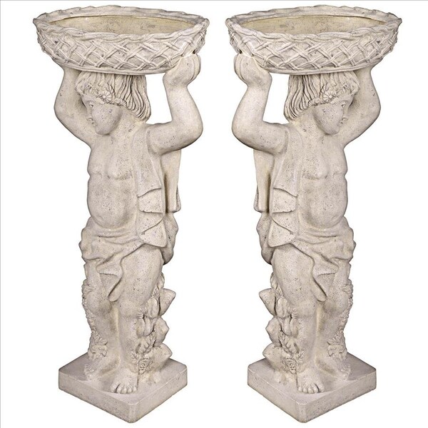 Design Toscano Young Bacchus with Basket Planters Garden Statues: Set of Two - NE9210129