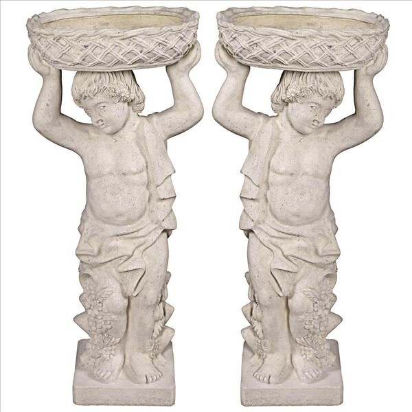 Design Toscano Young Bacchus with Basket Planters Garden Statues: Set of Two - NE9210129