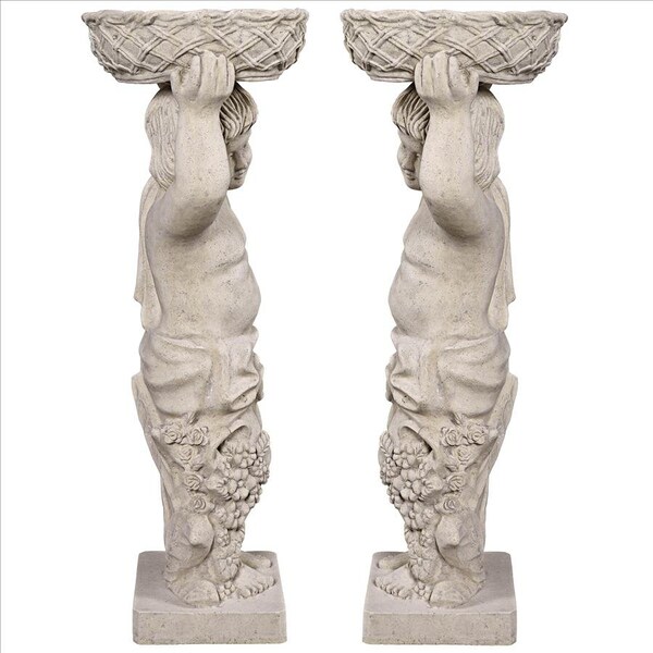 Design Toscano Young Bacchus with Basket Planters Garden Statues: Set of Two - NE9210129