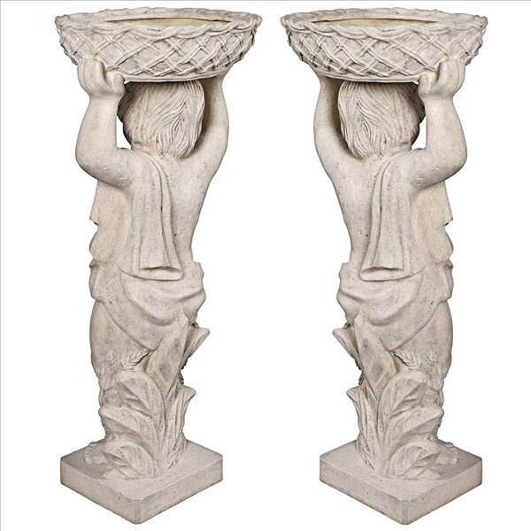 Design Toscano Young Bacchus with Basket Planters Garden Statues: Set of Two - NE9210129