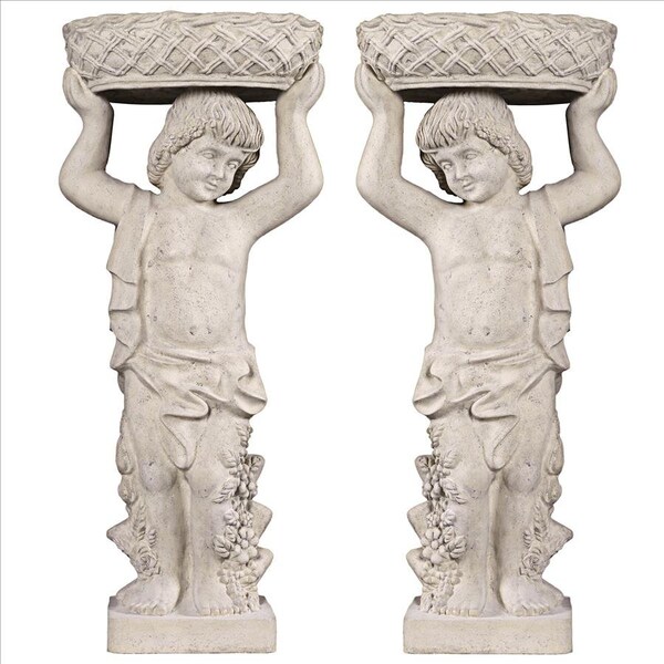 Design Toscano Young Bacchus with Basket Planters Garden Statues: Set of Two - NE9210129