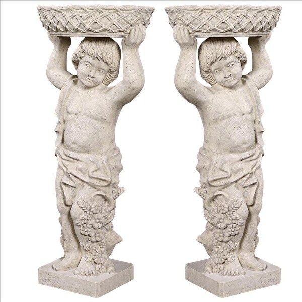 Design Toscano Young Bacchus with Basket Planters Garden Statues: Set of Two - NE9210129
