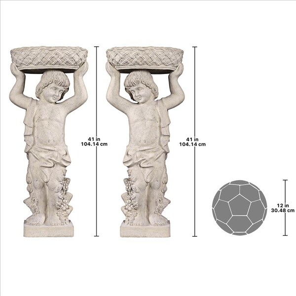 Design Toscano Young Bacchus with Basket Planters Garden Statues: Set of Two - NE9210129