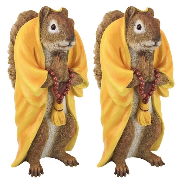 Design Toscano Sensei Monk Zen Garden Squirrel Animal Statue: Set of Two - QM917041