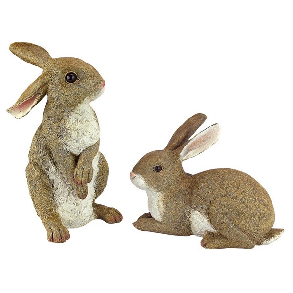Design Toscano Bashful and Hopper Garden Bunnies Collection: Set of Two - QM6200861