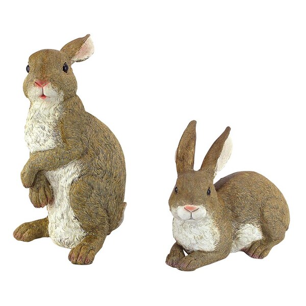 Design Toscano Bashful and Hopper Garden Bunnies Collection: Set of Two - QM6200861