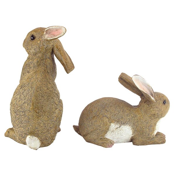 Design Toscano Bashful and Hopper Garden Bunnies Collection: Set of Two - QM6200861