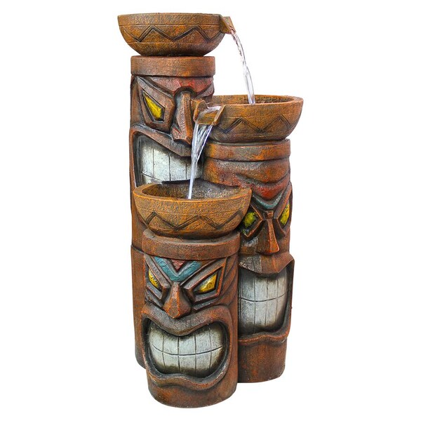 Design Toscano Cascading Aloha Tiki Three-Bowl Garden Fountain - SS11521