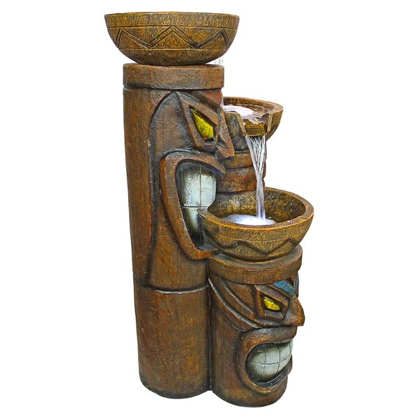 Design Toscano Cascading Aloha Tiki Three-Bowl Garden Fountain - SS11521