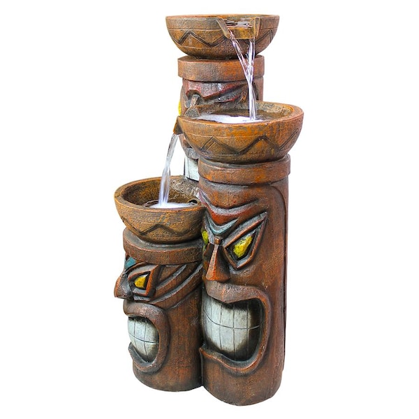 Design Toscano Cascading Aloha Tiki Three-Bowl Garden Fountain - SS11521