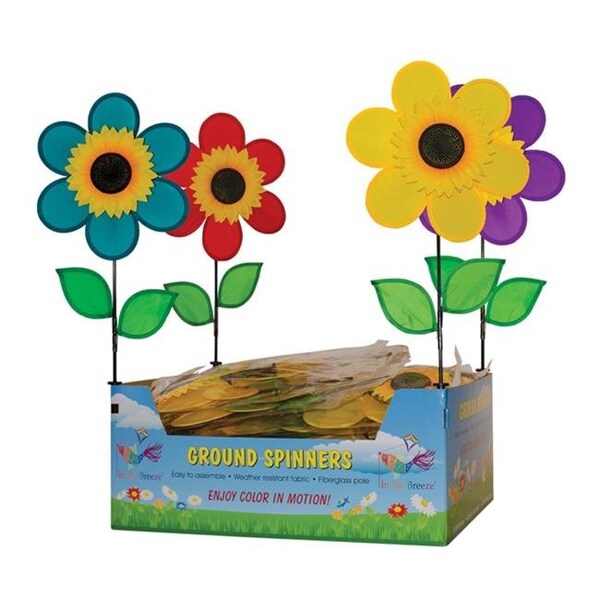 In The Breeze In the Breeze 8059837 12 in. Sunflower Garden Stake Spinner - Pack of 30 - 8059837