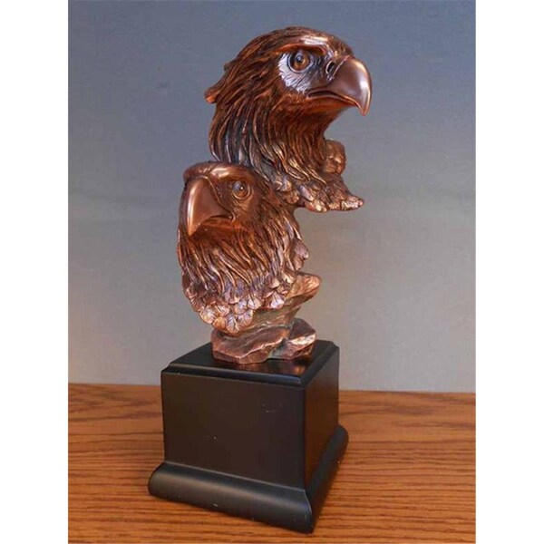 Dwellingdesigns F Two Eagle Heads Bronze Plated Resin Sculpture - DW2619784