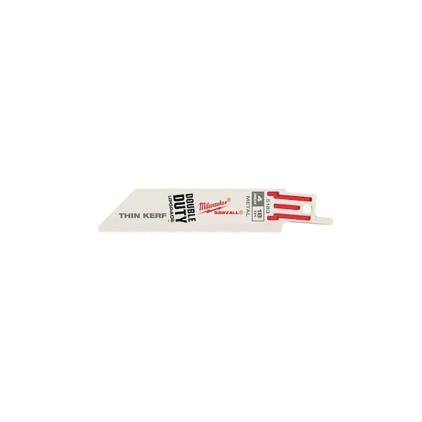 Milwaukee Tool Thin Kerf SAWZALL Reciprocating Saw Blade, 4 Inch L, 72 T - 48-00-5183