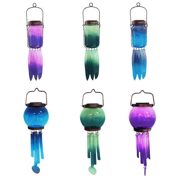 Campanas Y Silbatos 17 in. Assorted Glass Solar Ball & Jar Wind Chime Case -24PK - CA2189459