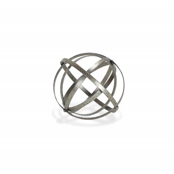 Homeroots 8 in. Speckled Gray Metal Orb Decorative Sculpture - 399656