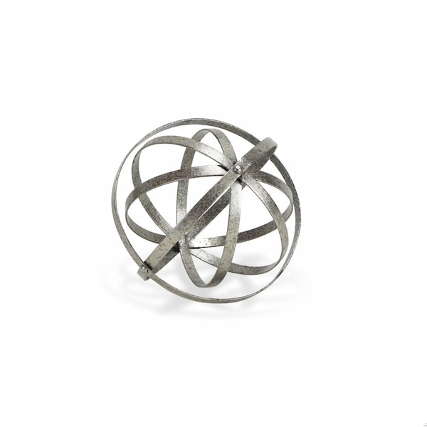 Homeroots 8 in. Speckled Gray Metal Orb Decorative Sculpture - 399656