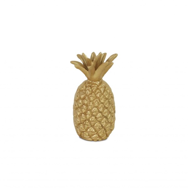 Palacedesigns 9 in. Cast Iron Pineapple Hand Painted Sculpture, Gold - PA3101242
