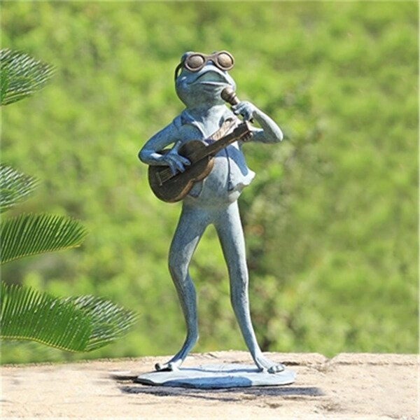 Spi Home Rock Star Frog Garden Sculpture - 21.50 x 10.50 x 9 in. - 34878