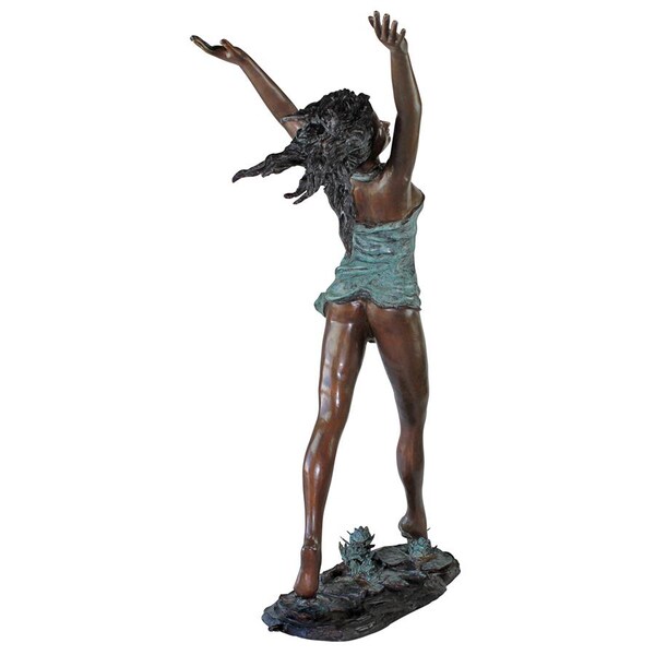 Design Toscano Nymph Dancing on Lilies Cast Bronze Garden Statue - KW29420