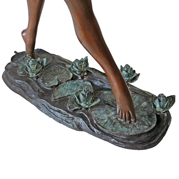 Design Toscano Nymph Dancing on Lilies Cast Bronze Garden Statue - KW29420