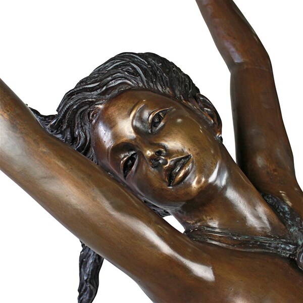 Design Toscano Nymph Dancing on Lilies Cast Bronze Garden Statue - KW29420