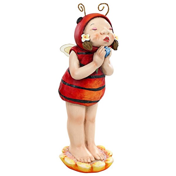 Design Toscano Sarah the Lady Bug Fairy Garden Helper Statue - DS18041