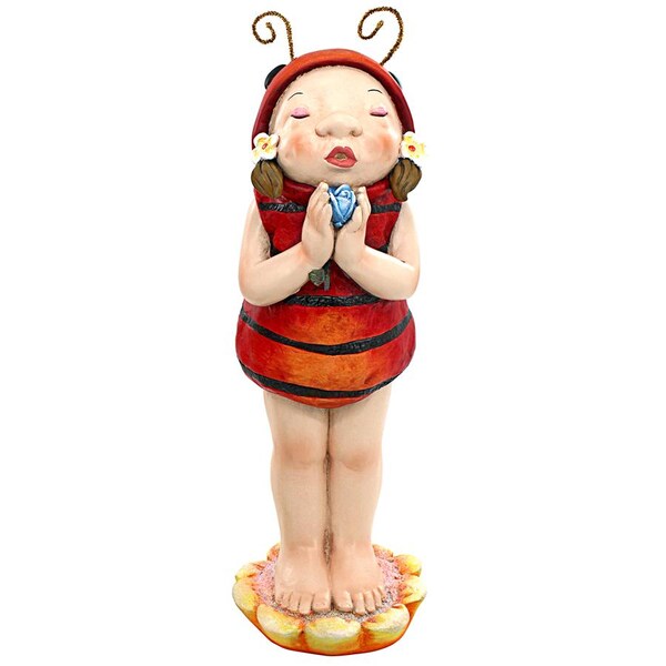 Design Toscano Sarah the Lady Bug Fairy Garden Helper Statue - DS18041