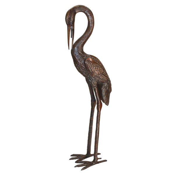 Design Toscano Large Heron Head Low Cast Bronze Garden Statue - KW550201