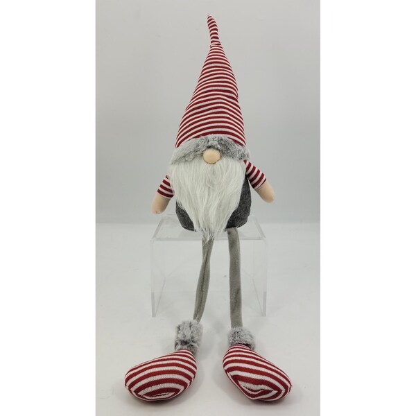 Homeroots 26.8 x 4.5 x 6.5 in. Red Stripe Sitting Gnome - 402536