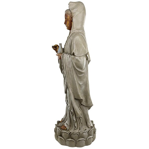 Design Toscano Goddess Guan Yin Standing on a Lotus Statue - DB33691