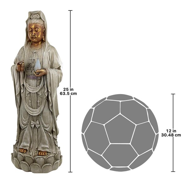Design Toscano Goddess Guan Yin Standing on a Lotus Statue - DB33691