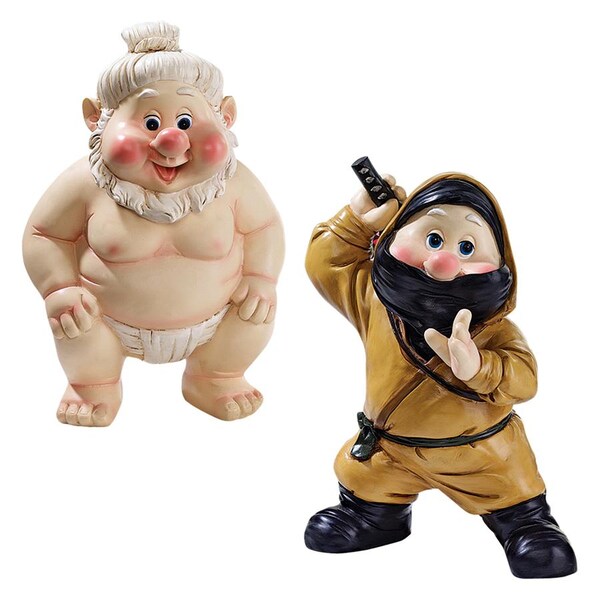 Design Toscano Far East Garden Fighters Gnome Statue Set: Sumo & Ninja - QL930078