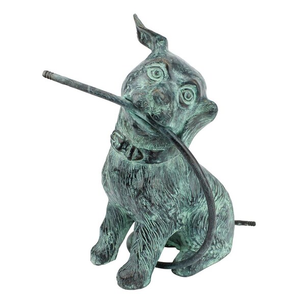 Design Toscano Raining Dogs Bronze Piped Garden Statue: Emerald Verde Patina - SU5311
