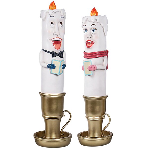 Design Toscano Holiday Luminaries Welcoming Candle Door Sentry Statues: Set of Two - NE9200003