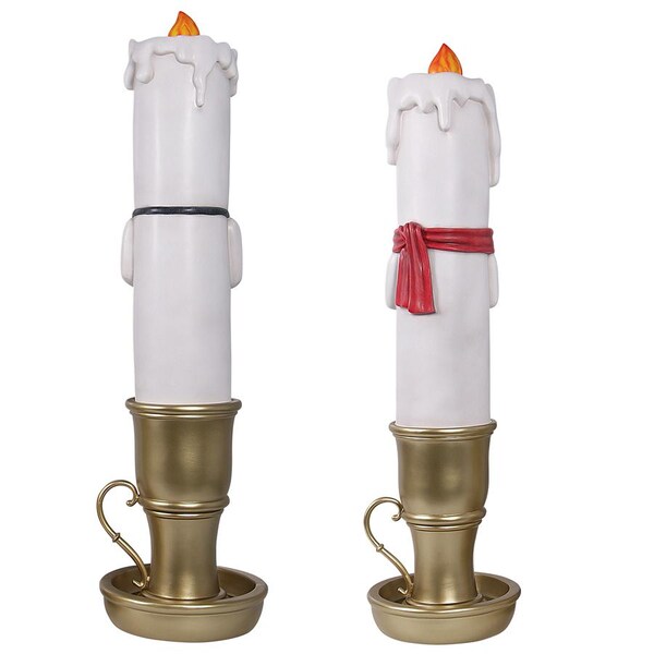 Design Toscano Holiday Luminaries Welcoming Candle Door Sentry Statues: Set of Two - NE9200003