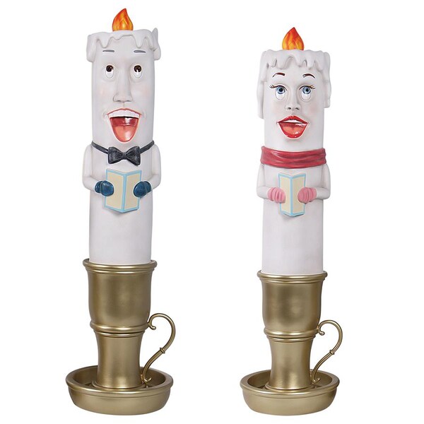 Design Toscano Holiday Luminaries Welcoming Candle Door Sentry Statues: Set of Two - NE9200003